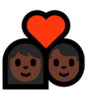 Emoji 👩🏿‍❤️‍👨🏿 Coppia Con Cuore - Donna: Carnagione Scura, Uomo: Carnagione Scura su Microsoft Windows 10 April 2018 Update.