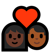Emoji 👩🏿‍❤️‍👨🏾 Coppia Con Cuore - Donna: Carnagione Scura, Uomo: Carnagione Abbastanza Scura su Microsoft Windows 10 April 2018 Update.