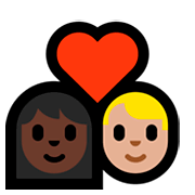 👩🏿‍❤️‍👨🏼 Emoji Pareja Enamorada - Mujer: Tono De Piel Oscuro, Hombre: Tono De Piel Claro Medio en Microsoft Windows 10 April 2018 Update.
