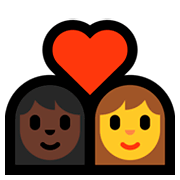 👩🏿‍❤️‍👩 Emoji Casal Apaixonado - Mulher: Pele Escura, Mulher na Microsoft Windows 10 April 2018 Update.