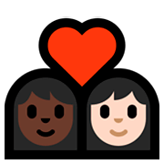 Emoji 👩🏿‍❤️‍👩🏻 Coppia Con Cuore - Donna: Carnagione Scura, Donna: Carnagione Chiara su Microsoft Windows 10 April 2018 Update.