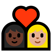 👩🏿‍❤️‍👩🏼 Emoji Pareja Enamorada - Mujer: Tono De Piel Oscuro, Mujer: Tono De Piel Claro Medio en Microsoft Windows 10 April 2018 Update.