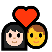 Émoji 👩🏻‍❤️‍👨 Couple Avec Cœur - Femme: Peau Claire, Hombre sur Microsoft Windows 10 April 2018 Update.
