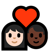 Emoji 👩🏻‍❤️‍👨🏿 Coppia Con Cuore - Donna: Carnagione Chiara, Uomo: Carnagione Scura su Microsoft Windows 10 April 2018 Update.