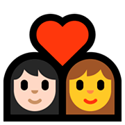 Emoji 👩🏻‍❤️‍👩 Coppia Con Cuore - Donna: Carnagione Chiara, Donna su Microsoft Windows 10 April 2018 Update.