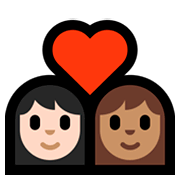 Émoji 👩🏻‍❤️‍👩🏽 Couple Avec Cœur - Femme: Peau Claire, Femme: Peau Moyennement Claire sur Microsoft Windows 10 April 2018 Update.