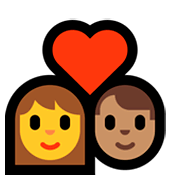 Émoji 👩‍❤️‍👨🏽 Couple Avec Cœur - Femme, Homme: Peau Légèrement Mate sur Microsoft Windows 10 April 2018 Update.