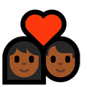 👩🏾‍❤️‍👨🏾 Emoji Pareja Enamorada - Mujer: Tono De Piel Oscuro Medio, Hombre: Tono De Piel Oscuro Medio en Microsoft Windows 10 April 2018 Update.