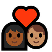 👩🏾‍❤️‍👨🏽 Emoji Pareja Enamorada - Mujer: Tono De Piel Oscuro Medio, Hombre: Tono De Piel Medio en Microsoft Windows 10 April 2018 Update.