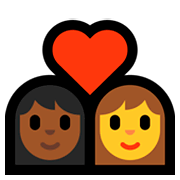 Emoji 👩🏾‍❤️‍👩 Coppia Con Cuore - Donna: Carnagione Abbastanza Scura, Donna su Microsoft Windows 10 April 2018 Update.