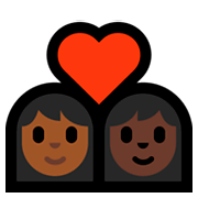 👩🏾‍❤️‍👩🏿 Emoji Pareja Enamorada - Mujer: Tono De Piel Oscuro Medio, Mujer: Tono De Piel Oscuro en Microsoft Windows 10 April 2018 Update.