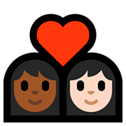 👩🏾‍❤️‍👩🏻 Emoji Pareja Enamorada - Mujer: Tono De Piel Oscuro Medio, Mujer: Tono De Piel Claro en Microsoft Windows 10 April 2018 Update.