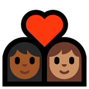👩🏾‍❤️‍👩🏽 Emoji Pareja Enamorada - Mujer: Tono De Piel Oscuro Medio, Mujer: Tono De Piel Medio en Microsoft Windows 10 April 2018 Update.