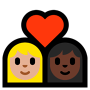 👩🏼‍❤️‍👩🏿 Emoji Liebespaar - Frau: mittelhelle Hautfarbe, Frau: dunkle Hautfarbe Microsoft Windows 10 April 2018 Update.