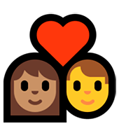 👩🏽‍❤️‍👨 Emoji Pareja Enamorada - Mujer: Tono De Piel Medio, Hombre en Microsoft Windows 10 April 2018 Update.