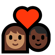 Emoji 👩🏽‍❤️‍👨🏿 Coppia Con Cuore - Donna: Carnagione Olivastra, Uomo: Carnagione Scura su Microsoft Windows 10 April 2018 Update.