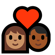 👩🏽‍❤️‍👨🏾 Emoji Pareja Enamorada - Mujer: Tono De Piel Medio, Hombre: Tono De Piel Oscuro Medio en Microsoft Windows 10 April 2018 Update.