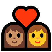 Émoji 👩🏽‍❤️‍👩 Couple Avec Cœur - Femme: Peau Légèrement Mate, Femme sur Microsoft Windows 10 April 2018 Update.