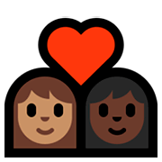 Émoji 👩🏽‍❤️‍👩🏿 Couple Avec Cœur - Femme: Peau Moyennement Claire, Femme: Peau Foncée sur Microsoft Windows 10 April 2018 Update.