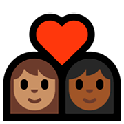 Émoji 👩🏽‍❤️‍👩🏾 Couple Avec Cœur - Femme: Peau Légèrement Mate, Femme: Peau Mate sur Microsoft Windows 10 April 2018 Update.