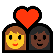 Emoji 👩‍❤️‍👩🏿 Coppia Con Cuore - Donna, Donna: Carnagione Scura su Microsoft Windows 10 April 2018 Update.