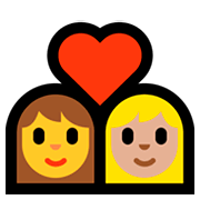 Émoji 👩‍❤️‍👩🏼 Couple Avec Cœur - Femme, Femme: Peau Moyennement Claire sur Microsoft Windows 10 April 2018 Update.