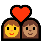Émoji 👩‍❤️‍👩🏽 Couple Avec Cœur - Femme, Femme: Peau Légèrement Mate sur Microsoft Windows 10 April 2018 Update.