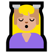 💆🏼 Emoji Persona Recibiendo Masaje: Tono De Piel Claro Medio en Microsoft Windows 10 April 2018 Update.