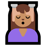 💆🏽 Emoji Person, die eine Kopfmassage bekommt: mittlere Hautfarbe Microsoft Windows 10 April 2018 Update.