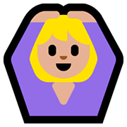 🙆🏼 Emoji Person mit Händen auf dem Kopf: mittelhelle Hautfarbe Microsoft Windows 10 April 2018 Update.