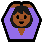 🙆🏾 Emoji Person mit Händen auf dem Kopf: mitteldunkle Hautfarbe Microsoft Windows 10 April 2018 Update.