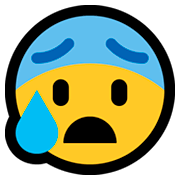 Emoji 😰 Faccina Blu Sudata su Microsoft Windows 10 April 2018 Update.