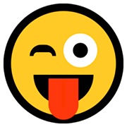Emoji 😜 Faccina Che Fa L’occhiolino E Mostra La Lingua su Microsoft Windows 10 April 2018 Update.