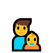 Émoji 👨‍👶 Famille: Homme, Bébé sur Microsoft Windows 10 April 2018 Update.