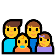👨‍👨‍👶‍👧 Emoji Familie: Mann, Mann, Baby, Mädchen Microsoft Windows 10 April 2018 Update.