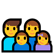 👨‍👨‍👦‍👧 Emoji Familie: Mann, Mann, Junge, Mädchen Microsoft Windows 10 April 2018 Update.