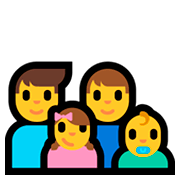 Émoji 👨‍👨‍👧‍👶 Famille: Homme, Homme, Fille, Bébé sur Microsoft Windows 10 April 2018 Update.