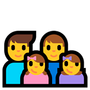 👨‍👨‍👧‍👧 Emoji Familie: Mann, Mann, Mädchen und Mädchen Microsoft Windows 10 April 2018 Update.