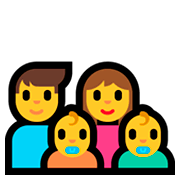 Émoji 👨‍👩‍👶‍👶 Famille: Homme, Femme, Bébé, Bébé sur Microsoft Windows 10 April 2018 Update.