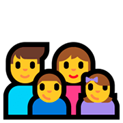 Emoji 👨‍👩‍👦‍👧 Famiglia: Uomo, Donna, Bambino, Bambina su Microsoft Windows 10 April 2018 Update.
