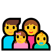 👨‍👩‍👧‍👶 Emoji Familie: Mann, Frau, Mädchen, Baby Microsoft Windows 10 April 2018 Update.