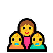Émoji 👩‍👶‍👶 Famille: Femme, Bébé, Bébé sur Microsoft Windows 10 April 2018 Update.