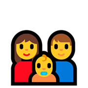 👩‍👨‍👶 Emoji Familia: mujer, hombre, bebé en Microsoft Windows 10 April 2018 Update.