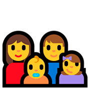 Emoji 👩‍👨‍👶‍👧 Famiglia: Donna, Uomo, Neonato, Bambina su Microsoft Windows 10 April 2018 Update.