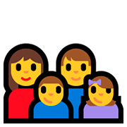 👩‍👨‍👦‍👧 Emoji Familie: Frau, Mann, Junge, Mädchen Microsoft Windows 10 April 2018 Update.