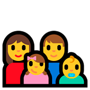 👩‍👨‍👧‍👶 Emoji Familia: mujer, hombre, niña, bebé en Microsoft Windows 10 April 2018 Update.
