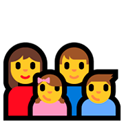 👩‍👨‍👧‍👦 Emoji Familie: Frau, Mann, Mädchen, Junge Microsoft Windows 10 April 2018 Update.