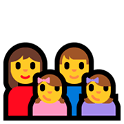 👩‍👨‍👧‍👧 Emoji Familie: Frau, Mann, Mädchen, Mädchen Microsoft Windows 10 April 2018 Update.