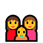 Émoji 👩‍👩‍👶 Famille: Femme, Femme, Bébé sur Microsoft Windows 10 April 2018 Update.