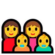 Emoji 👩‍👩‍👶‍👶 Famiglia: Donna, Donna, Neonato, Neonato su Microsoft Windows 10 April 2018 Update.